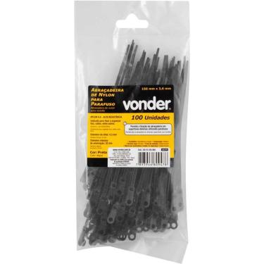 Imagem de Abraçadeira Nylon Parafusos 150 X 3,6 Preta 100 Peças Vonder