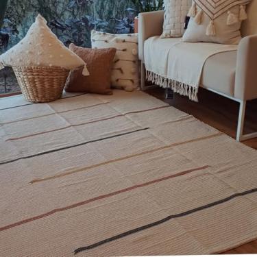 Imagem de Casa Coeva - Tapete Tear Artesanal Design Linhas Mostarda Terra 150X200
