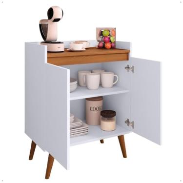 Imagem de Armário Aparador Cantinho Do Café Buffet 2 Portas Com Prateleira (Branco/Freijó)