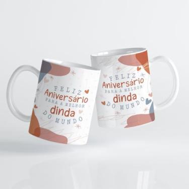 Imagem de Caneca xicara porcelana feliz aniversário melhor dinda 25EI