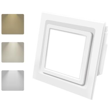 Imagem de POWERENG Ventilador de banheiro com luz, com controlador de cor clara, LED quadrado de 12W 3000K/4500K/6000K, 141 CFM, exaustor silencioso de banheiro de 0,7 Sones, branco (LED de 3 cores)