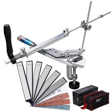 Imagem de CWOVRS Kit de afiar facas RUIXIN PRO RX-008, sistema de afiar facas 360, ângulo fixo de rotação, conjunto de afiadores de facas de chef de cozinha com 4 pedras de amolar + 6 pedras de diamante