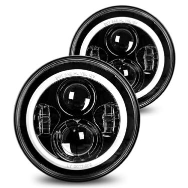 Imagem de LX-LIGHT DOT EMC Faróis de LED Halo de 7 polegadas com seta âmbar DRL branco compatível com Jeep Wrangler JK JKU TJ LJ 2007-2017