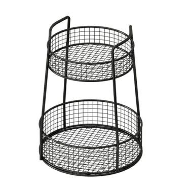 Imagem de Cesta de frutas redonda de 2 camadas para armazenamento de frutas e vegetais para cozinha, sala de estar, café e restaurante, recipiente de frutas