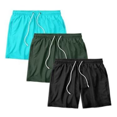Imagem de Kit 3 Shorts Bermuda Masculino Tactel Liso Praia Academia-Masculino