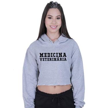 Imagem de Cropped Moletom Feminino Medicina Veterinaria Escrita - Lafre, Cinza, 