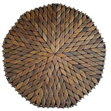 Imagem de Lugar Americano Madeira Marrom Redondo Porta Pratos Sousplat - Ideias 