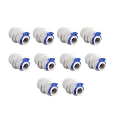 Imagem de Kit 10 Conector Reto Mangueira 1/4 Rosca 1/4 Engate Rápido - BR Fish A
