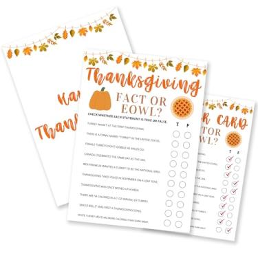 Imagem de Conjunto de jogo de ação de graças - fato ou galinha? Tema de jogo de festa, enfeite de folha de bordo e estampa de peru, atividades de ação de graças para família e amigos, festa de outono aumenta a