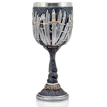 Imagem de Cálice Medieval Gótico de Aço Inoxidável Cálice de Dragão, Dungeons and Dragons, Vikings, Dia das Bruxas, Guerreiro Pirata, Corpo de Resina, Copo Decorativo de Aço Inoxidável, Presentes de Festa para