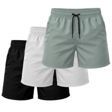 Imagem de Kit 3 Short Tactel Leve Bermuda Masculina Moda Praia Confortável-Masculino