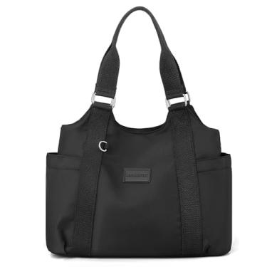 Imagem de VODIU Bolsa De Nylon Feminina, Ombro Com Bolsos, Para O Dia A Dia, Pequena, À Prova D'Água, Zíper, Preta