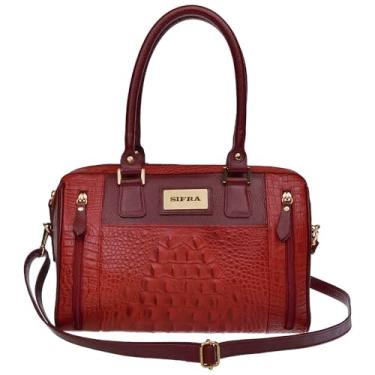 Imagem de Bolsa Feminina Baú de Ombro Couro Katia Sifra (CRCAO VERMELHO)