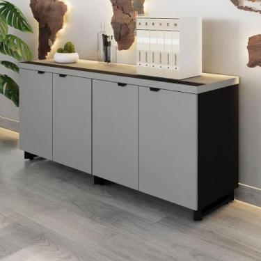 Imagem de Armário Baixo 1,58m Duplo 4 Portas Puxadores Metálicos F5 - F5 Office 