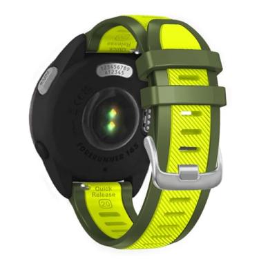 Imagem de Pulseira de relógio para Garmin Forerunner 165/55/245/645, Vivoactive 5/3, Vivomove Style/Luxe/HR/Sport - Pulseira de substituição de silicone macio de liberação rápida de 20 mm (verde/amarelo)
