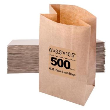 Imagem de Lancheiras de papel BDAFRYY 6x9x26cm 500 unidades 2,7 kg marrons