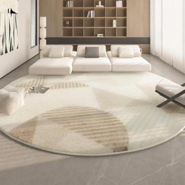 Imagem de Tapete redondo macio e fofo para decoração de sala de estar, carpete grosso e lavável, creme (160x160 cm/F)