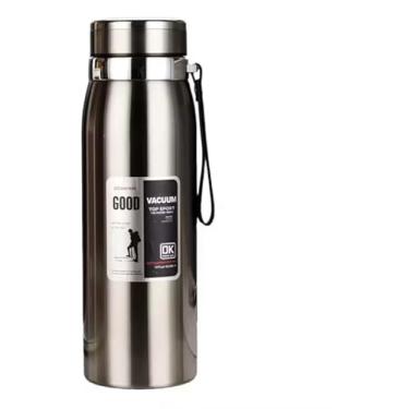 Imagem de Garrafa Térmica Inox De Parede Dupla Cor Prata Com Infusor 800ml com Alça