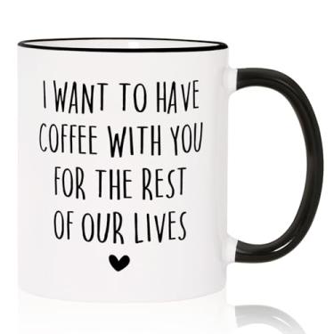 Imagem de Aurahouse Caneca de aniversário de casamento presentes para marido esposa, presentes românticos para namorado, namorada, esposa, marido, aniversário, Natal, Dia dos Namorados, Vamos tomar um café