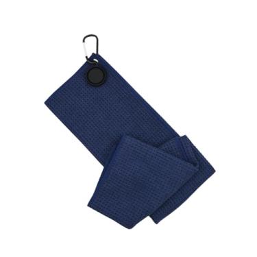 Imagem de YIJU Toalha de golfe portátil, pano de limpeza prático com gancho mosquetão, toalha de limpeza de bolas, Azul Escuro