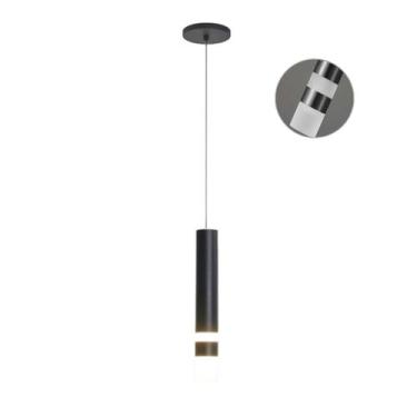 Imagem de Pendente Led Tubo 7w Cinderella Mesa Bancada Cabeceira de cama, Preto