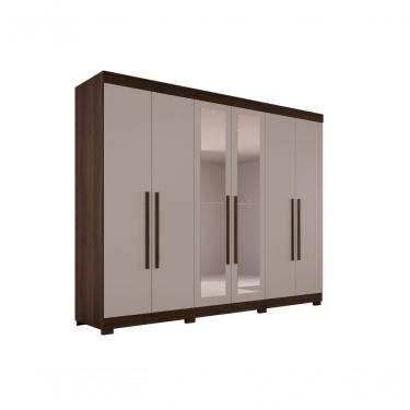 Imagem de Guarda-roupa Casal 6 Portas 6 Gavetas Com Espelho órion Premium Salleto Savana/off White