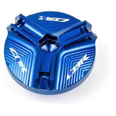 Imagem de Tampa de enchimento de óleo de motocicleta cilindro mestre tampa de reservatório de fluido de freio meia CBR1000RR compatível com CBR 1000RR 1000 RR 2005-2018 (1 plugue azul)