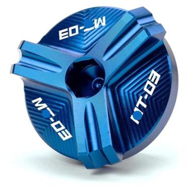 Imagem de Compatível com MT03 MT07 FZ07 MT10 FZ10 MT25 MT 03 07 10 25 YZF R1 R3 R6 FZ1 FZ6 Fa&zer Tampa de enchimento de óleo de motor de motocicleta (MT03-azul)