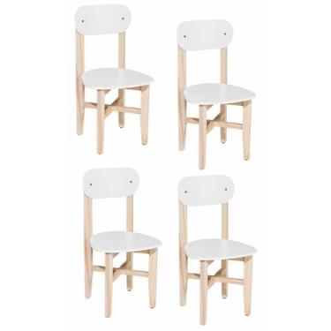 Imagem de Kit 4 Cadeiras Colorê Infantil Assento e Encosto Branco Base em Madeir