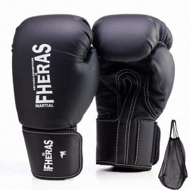 Imagem de Kit Luva Fheras Tradicional Treino Luta Boxe Muay Thai + Mochila, Pret