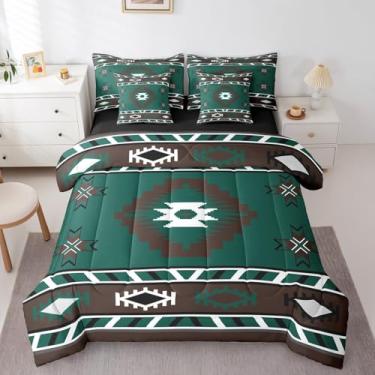 Imagem de Erosebridal Jogo de cama solteiro rústico ocidental de 7 peças, vintage, tribal, exótico, étnico, indiano, para crianças, meninos, meninas, decoração de quarto do sudoeste