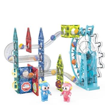 Imagem de Conjunto de blocos de construção magnéticos, 80 unidades com luzes para crianças