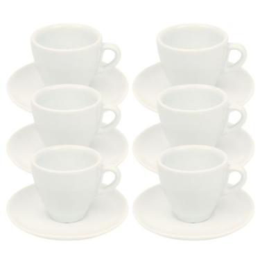 Imagem de Kit 6 Xícaras de Chá com Pires 150ml em Porcelana - Bot Art, Branco