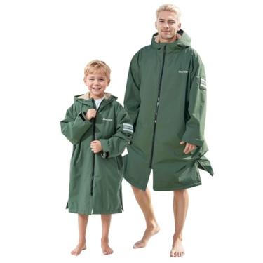 Imagem de Owntop Parca de natação infantil adulto | Forro impermeável e sherpa | Patch de velcro no braço | Roupão com capuz grande para troca de poncho de surfe
