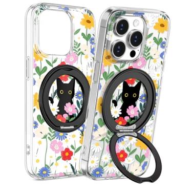 Imagem de Loheckle Capa para iPhone 15 Pro - Compatível com MagSafe Stand Mulheres Meninas Bonito Transparente Feminino Estética Kawaii Design Exclusivo Proteção TPU Macio Capa com Suporte Integrado para iPhone