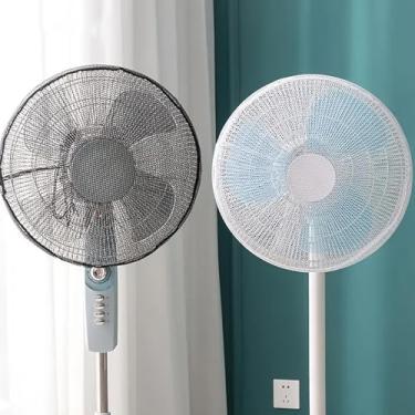 Imagem de 2 peças de capa de segurança para ventilador, protetor de ventilador à prova de poeira para proteção, protetor de lâmina de ventilador de malha, rede de segurança para pás do ventilador (branco |