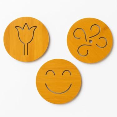 Imagem de Kit de 3 Descansos de Panela em Madeira Diversos Desing Protetor de Mesa para Cozinha