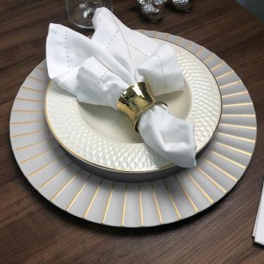 Imagem de 4 Sousplat Redondo Mesa Posta Plástico Alto Padrão Lisa Cz