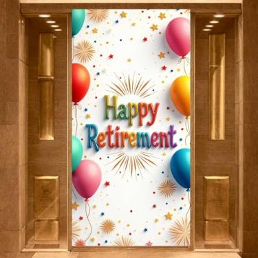 Imagem de Retirement Celebration Banner colorido celebração foto adereço confete design festa para sessão de fotos festa de aposentadoria