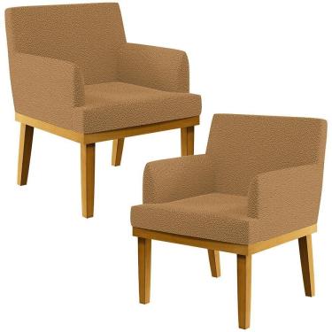 Imagem de Kit 02 Poltronas Decorativa Para Sala De Estar E Recepção Beatriz W01 Bouclê Mostarda