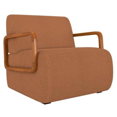 Imagem de Poltrona Decorativa Orgânica Para Sala Belarus K04 Bouclê Terracota - Mpozenato