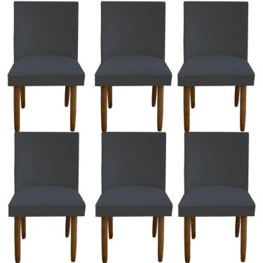 Imagem de Kit 06 Cadeiras Para Sala De Jantar Tóquio Pés Palito Suede Grafite D'classe Decor