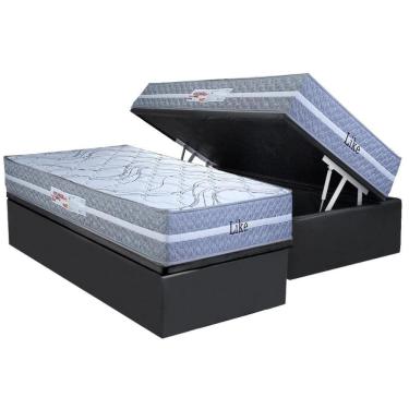 Imagem de Conjunto Box Baú Solteiro: Colchão Molas Paropas Ensacadas Like + Base Crc Suede Gray (88x188)