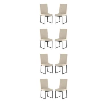 Imagem de Kit 8 Cadeiras Para Mesa De Jantar Base Industrial Preto Balaqui Cor:bege Bege
