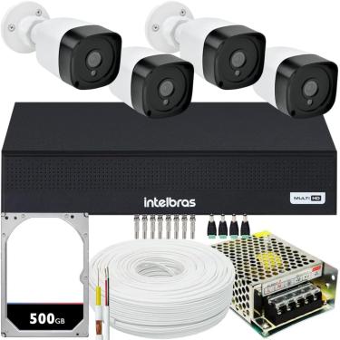 Imagem de Kit Cftv 4 Câmeras Full Hd 1080p 2mp Dvr Intelbras 4 Ch Hd 500 gb