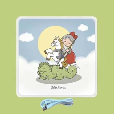 Imagem de Mini Luminária Box São Jorge USB, Luz Noturna Decorativa, Tema Religioso, Alimentação USB