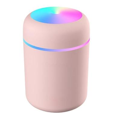 Imagem de Umidificador de Ar Difusor de Aromas Ultrassônico 300ml - Óleos Essenciais, Luz LED Luminaria, Bivolt - Silencioso e Portátil para Casa e Escritório (Rosa)