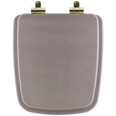 Imagem de Tampa De Vaso Poliéster Com Amortecedor Boss Stone (cinza Fosco) Para Bacia Incepa Com Ferragem Dourada