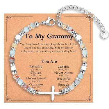 Imagem de IKIATY Presentes cristãos para mulheres, meninas, pulseira de cruz religiosa, aniversário, Natal, Páscoa, batismo, primeira comunhão, dia dos namorados, presentes de formatura para ela, adjustable