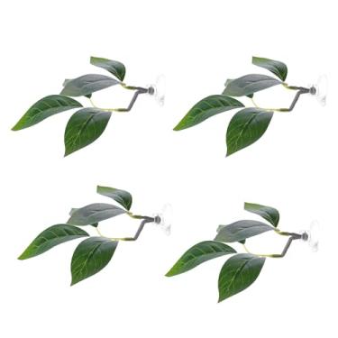 Imagem de Gralara Almofada em formato de folha simulando habitat para peixe betta, decoração para aquário com ventosa para descanso, esconderijo e reprodução, 4 Pcs